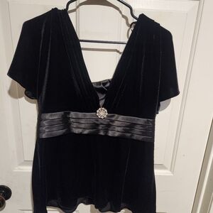 Vintage 80s PATRA Velvet Beaded Jewel Babydoll Top Size 10 Goth Fairy Blouse